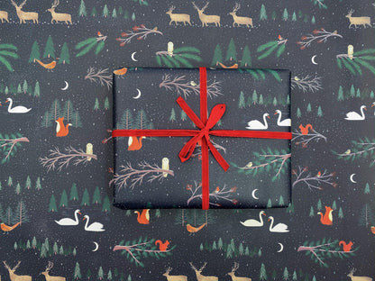 Christmas woodland animals recyclable wrapping paper - Sofia Papa Designs