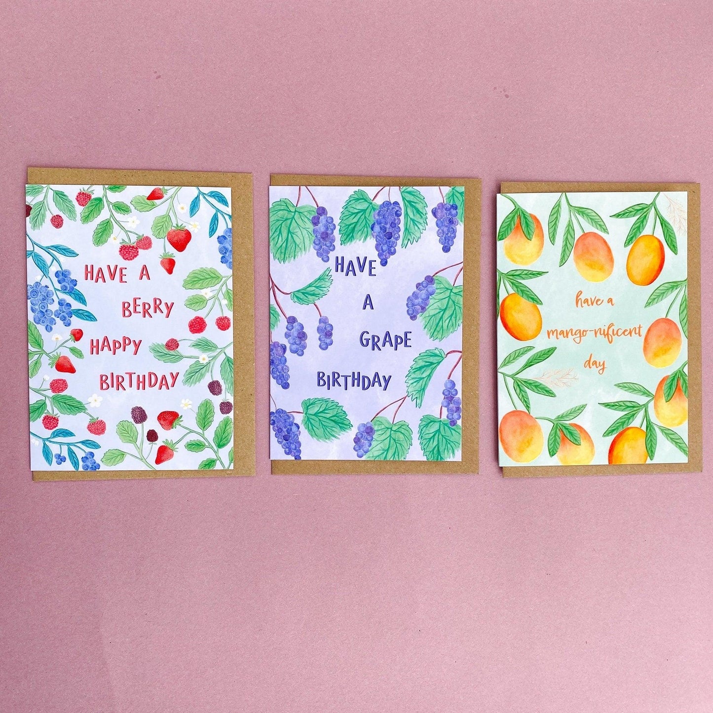 Happy birthday fruity card pack - Sofia Papa Designs
