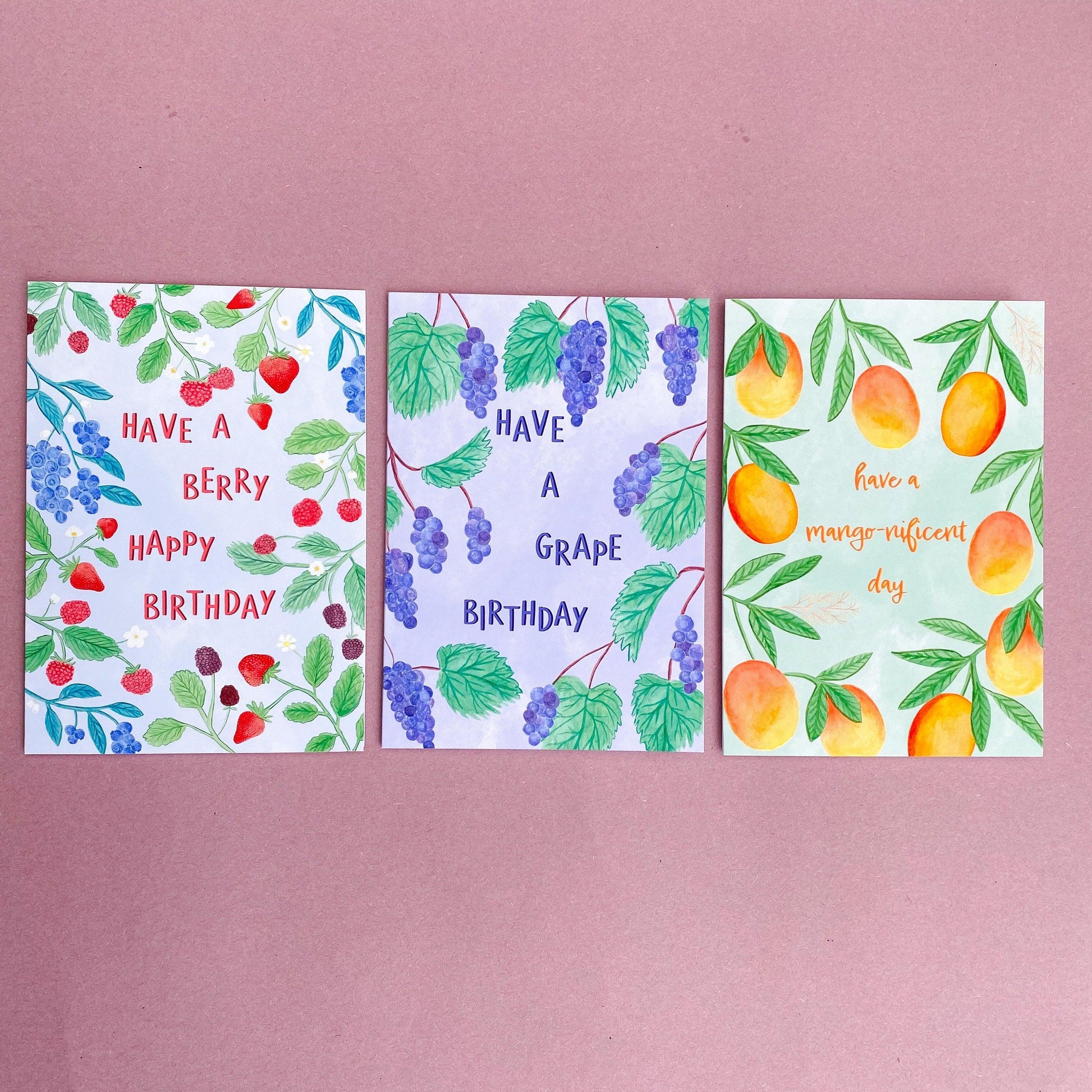 Happy birthday fruity card pack - Sofia Papa Designs