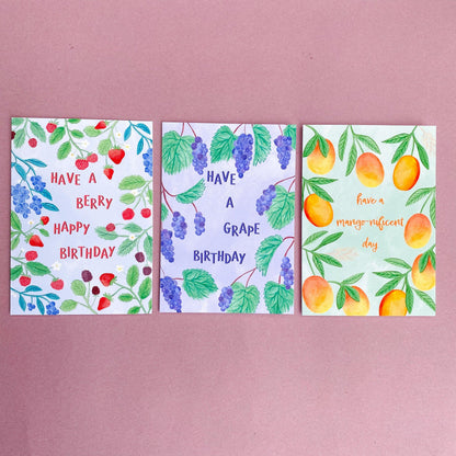 Happy birthday fruity card pack - Sofia Papa Designs