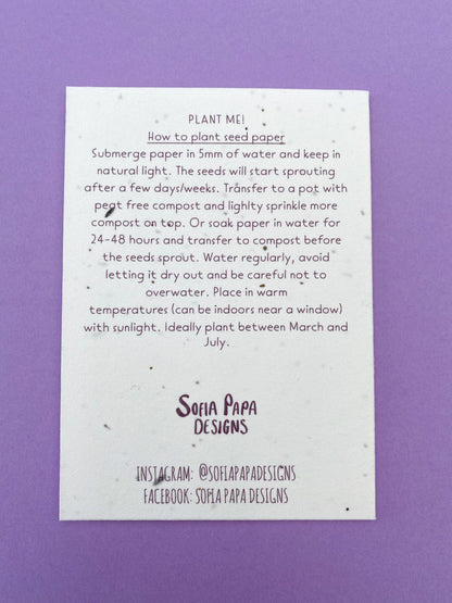 Plantable happy birthday to you pansy card - Sofia Papa Designs