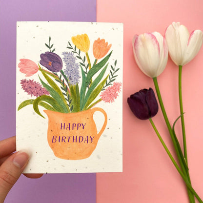 Personalised floral vase plantable card - Sofia Papa Designs