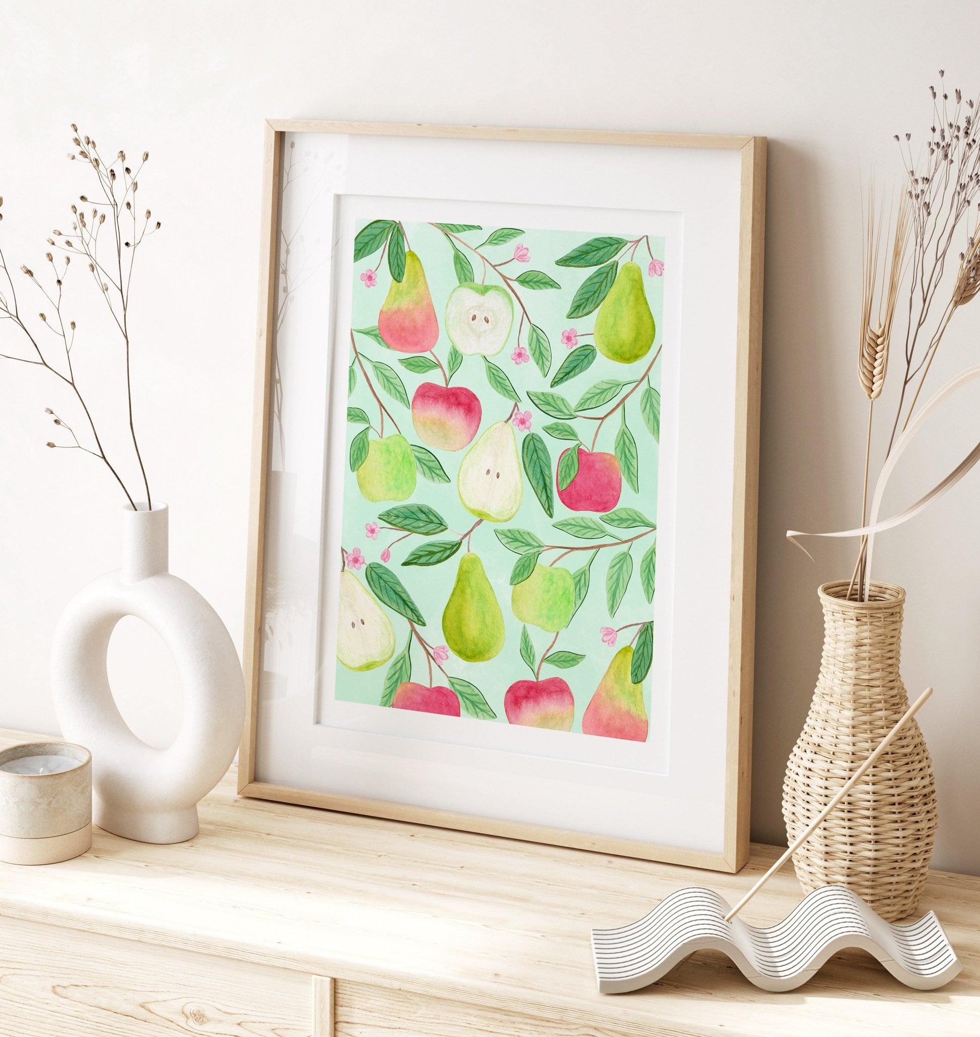 Apple and pear art print - Sofia Papa Designs