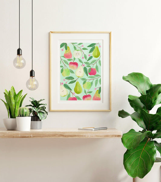Apple and pear art print - Sofia Papa Designs