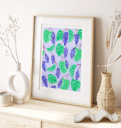 Purple grapes art print - Sofia Papa Designs