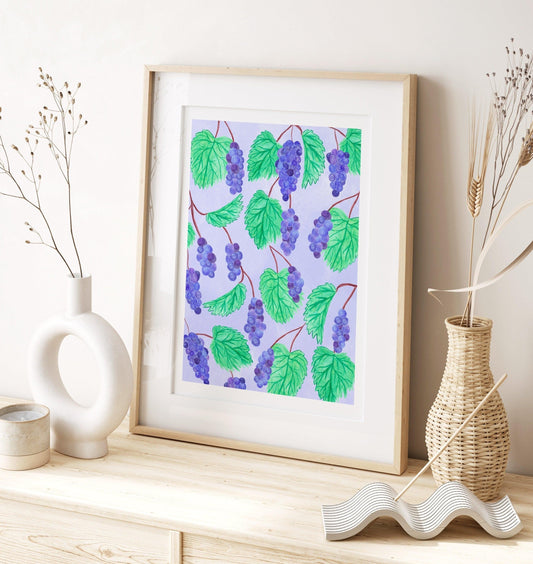 Purple grapes art print - Sofia Papa Designs