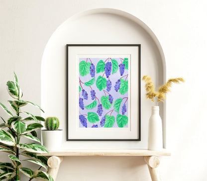 Purple grapes art print - Sofia Papa Designs