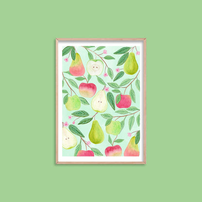 Apple and pear art print - Sofia Papa Designs