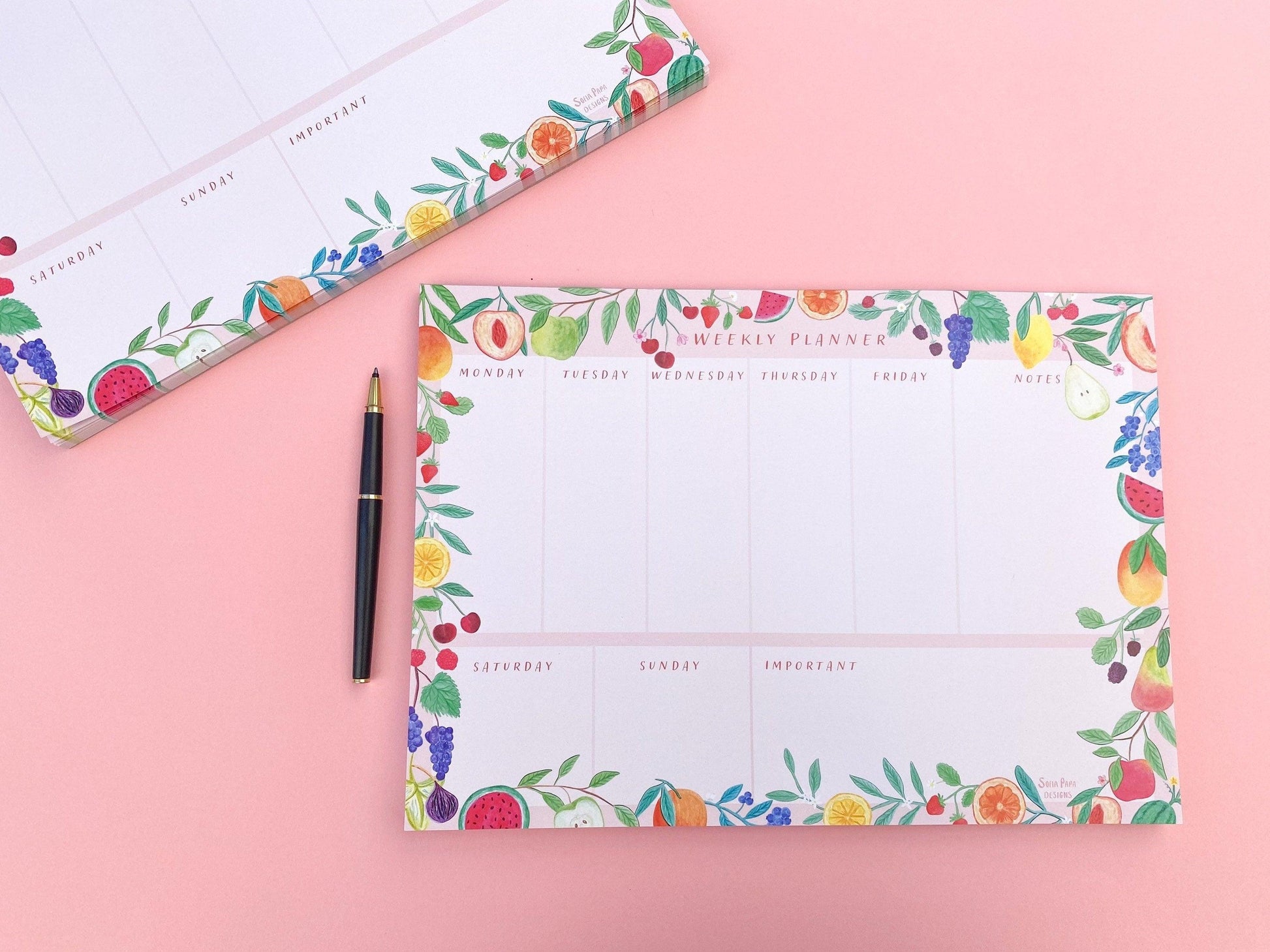 Fruity A4 weekly planner pad - Sofia Papa Designs