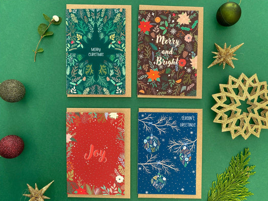 Christmas winter foliage cards pack - Sofia Papa Designs