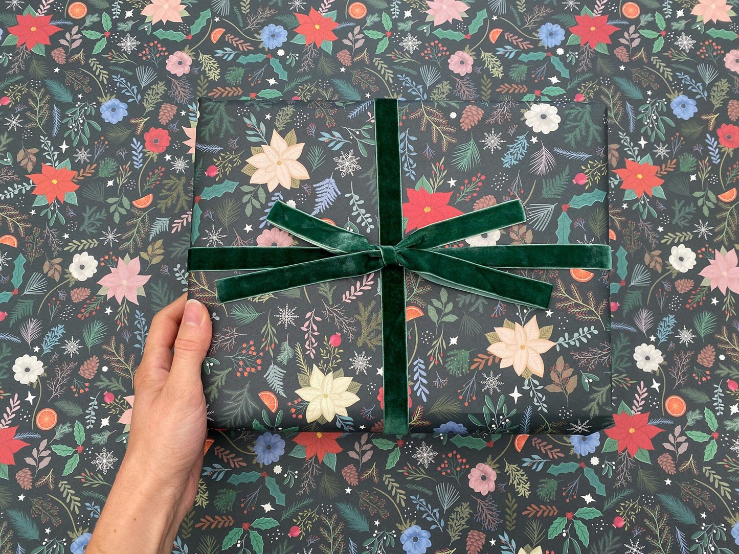 Christmas foliage recyclable wrapping paper - Sofia Papa Designs