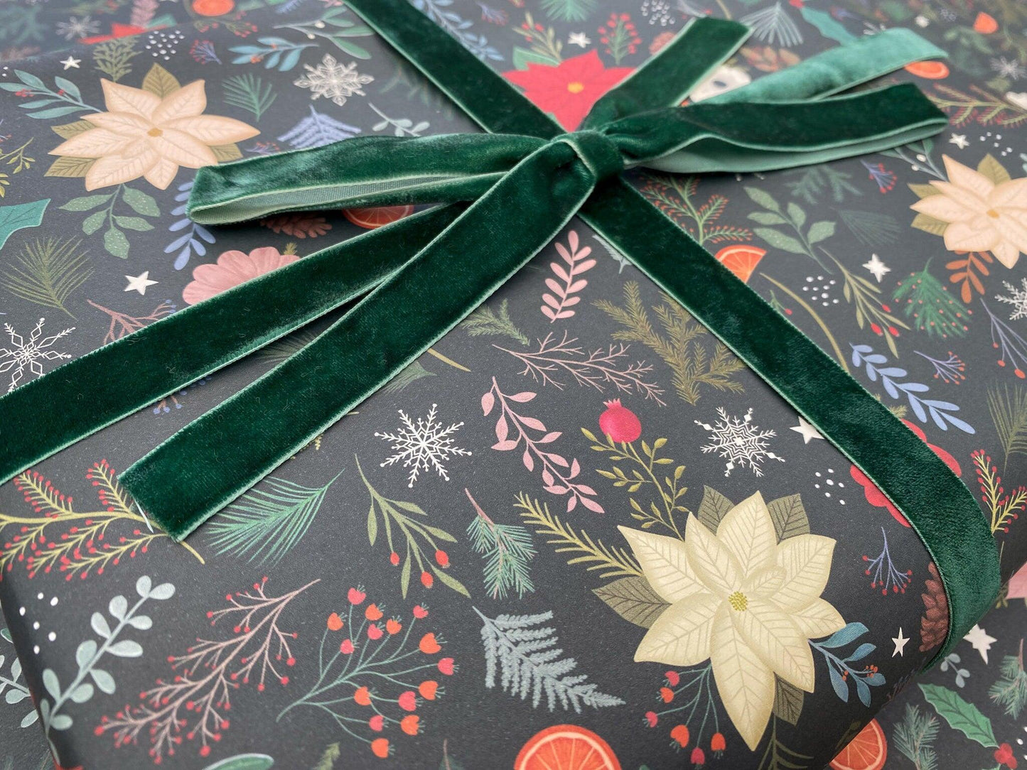 Christmas foliage recyclable wrapping paper - Sofia Papa Designs