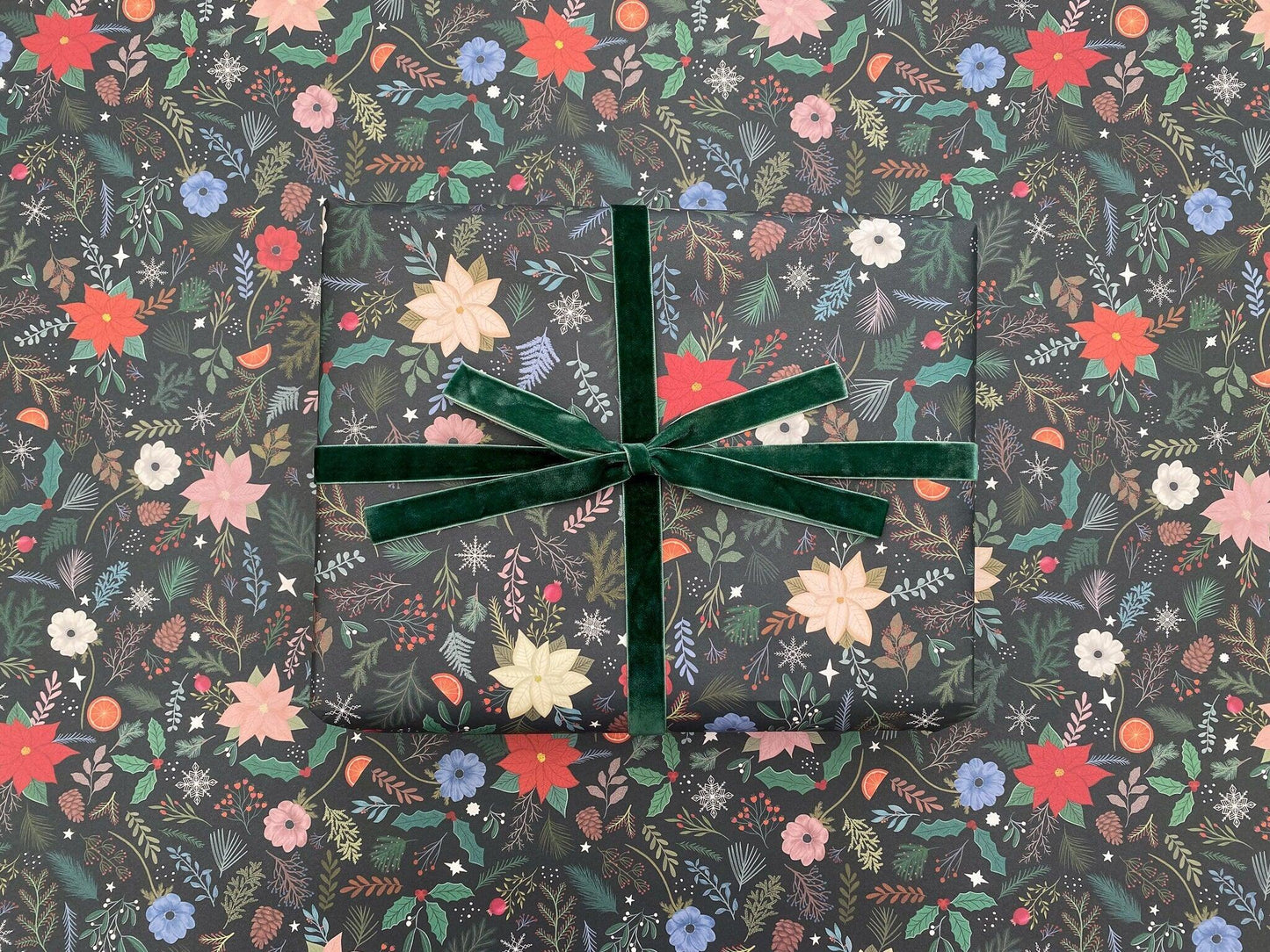 Christmas foliage recyclable wrapping paper - Sofia Papa Designs