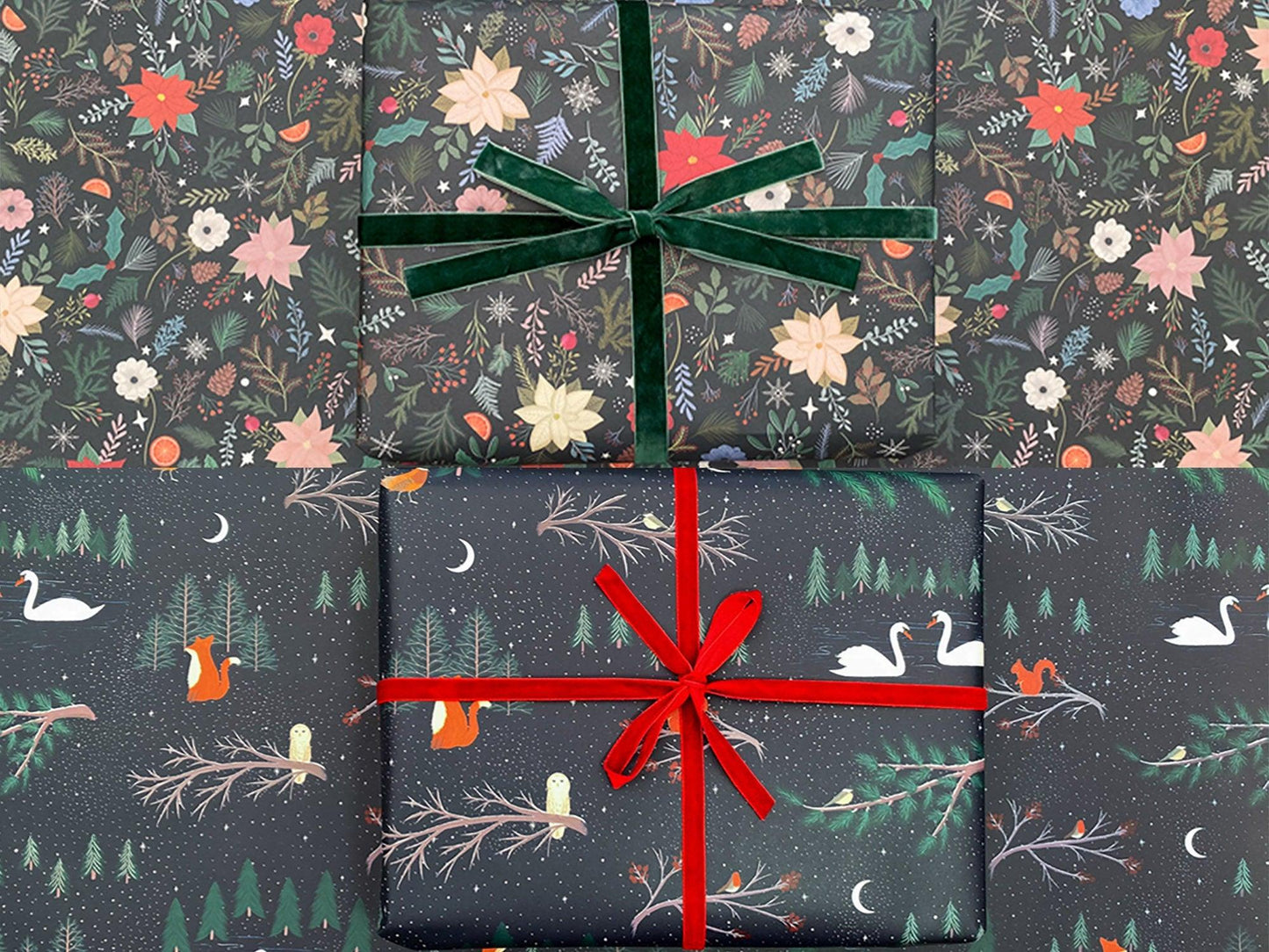 Christmas recyclable wrapping paper bundle 2 designs - Sofia Papa Designs