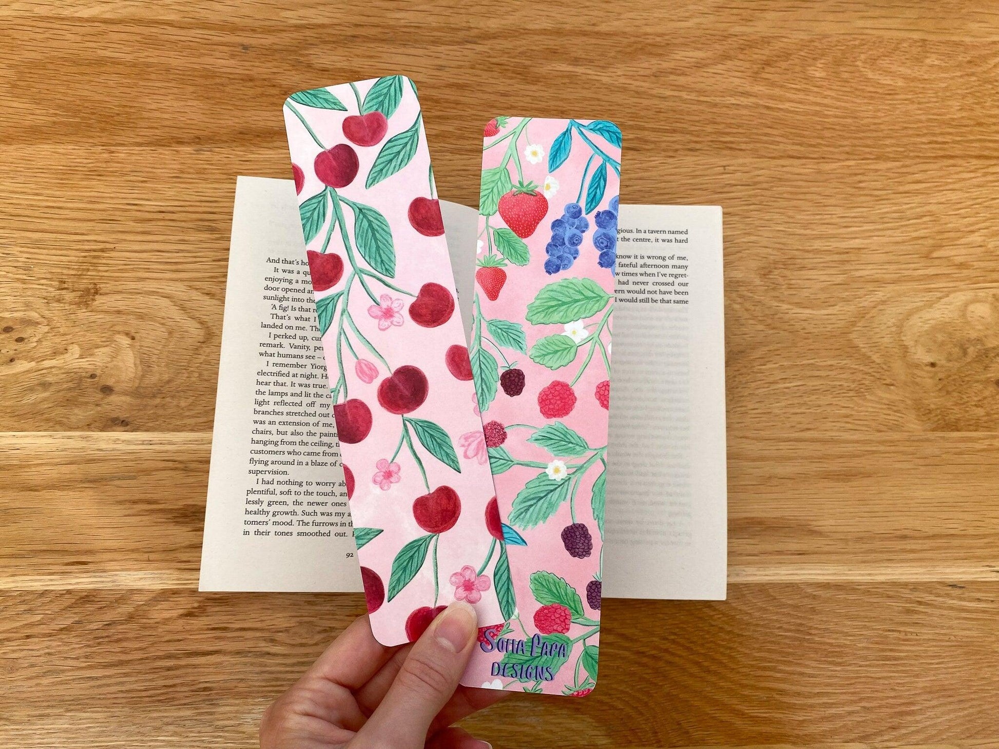 Cherry double sided bookmark - Sofia Papa Designs