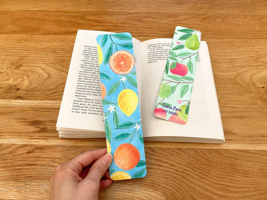 Orange and lemon double sided bookmark - Sofia Papa Designs