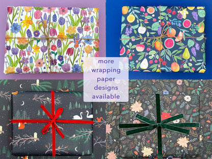 Christmas woodland animals recyclable wrapping paper - Sofia Papa Designs