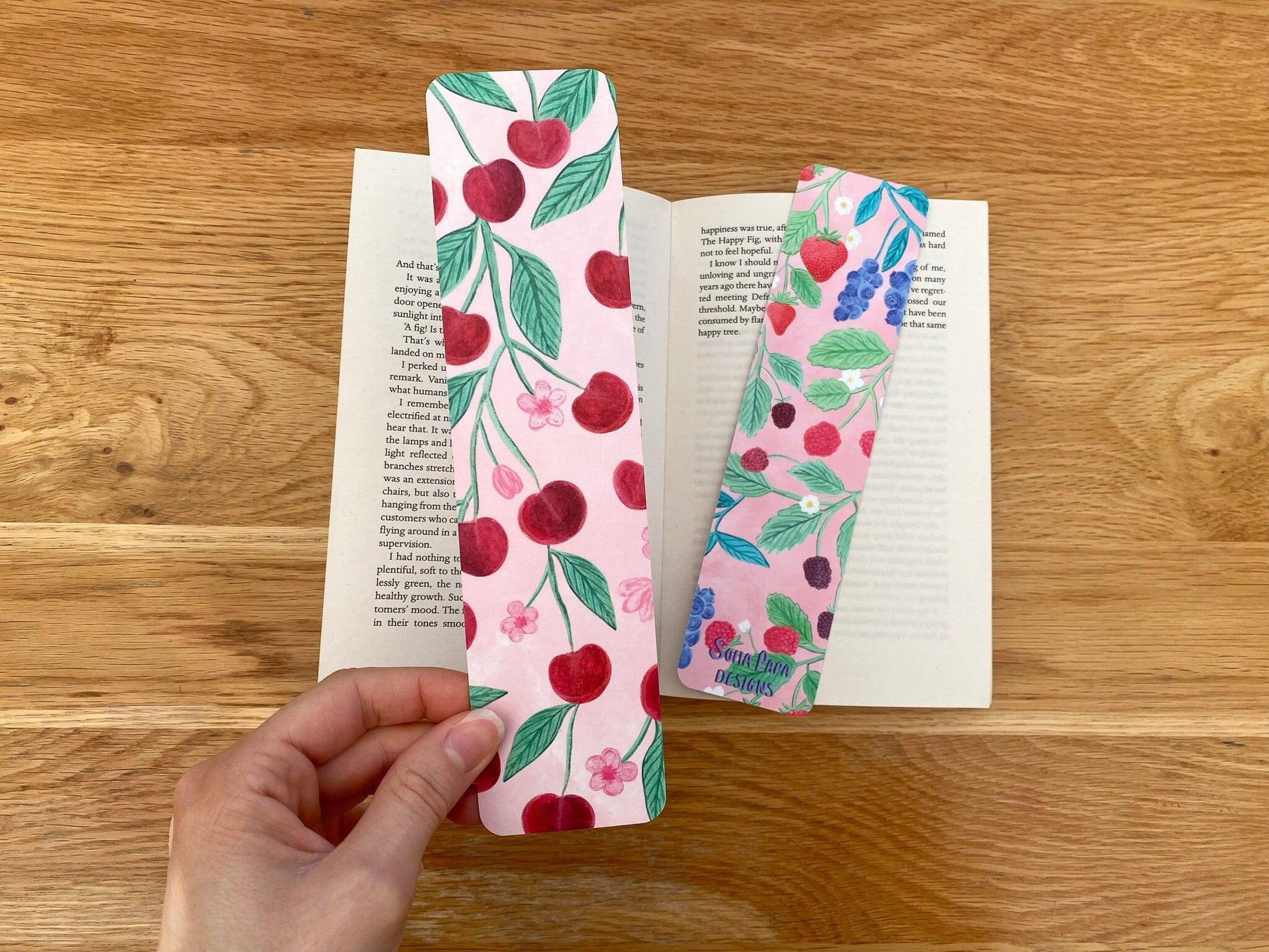 Cherry double sided bookmark - Sofia Papa Designs