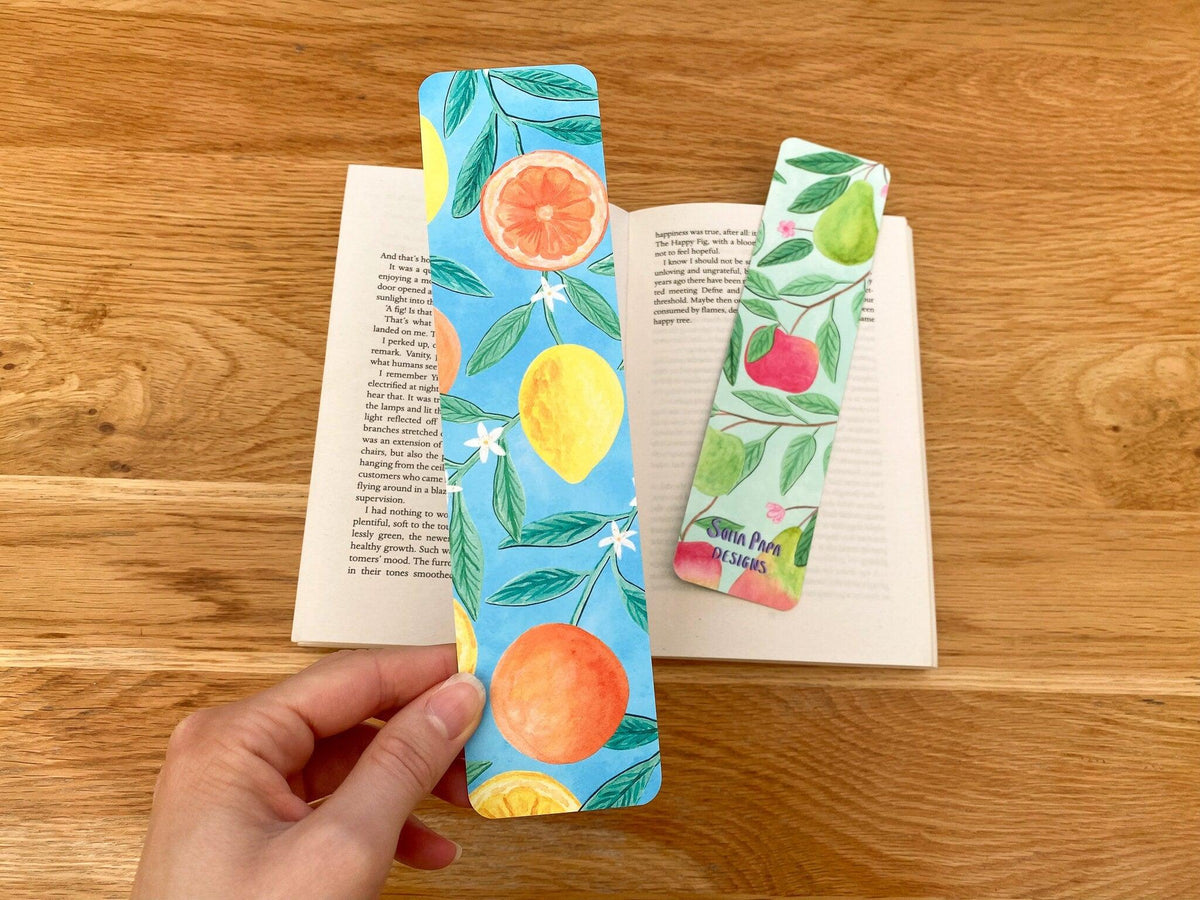 Orange and lemon double sided bookmark - Sofia Papa Designs
