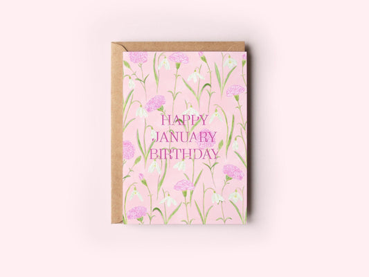 Happy January birthday greeting card - Sofia Papa Designs