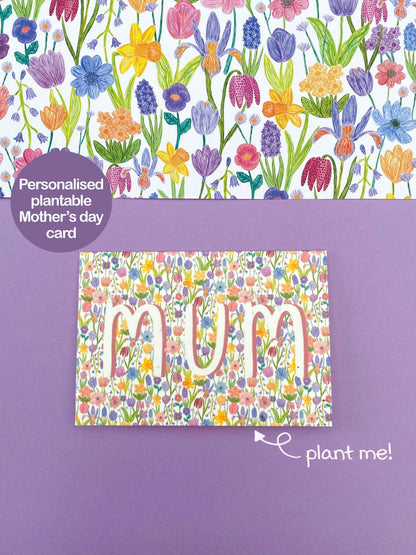 Plantable spring floral Mother's day card - Sofia Papa Designs