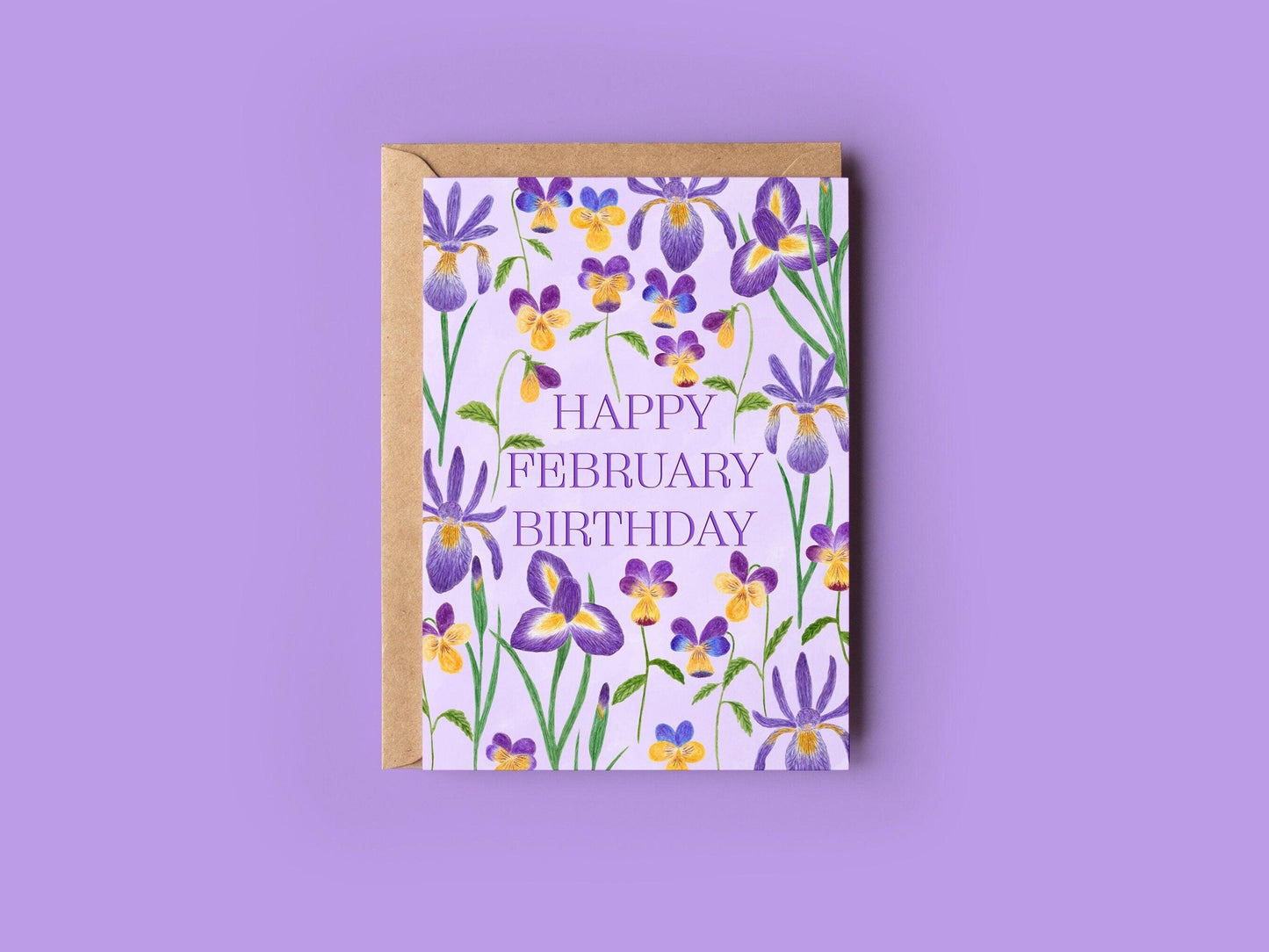 Happy February birthday greeting card - Sofia Papa Designs