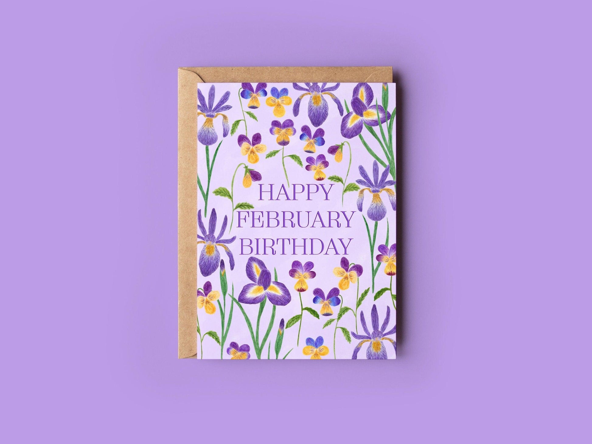 Happy February birthday greeting card - Sofia Papa Designs