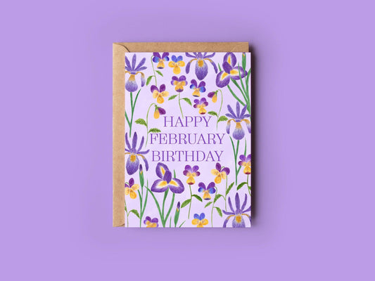 Happy February birthday greeting card - Sofia Papa Designs