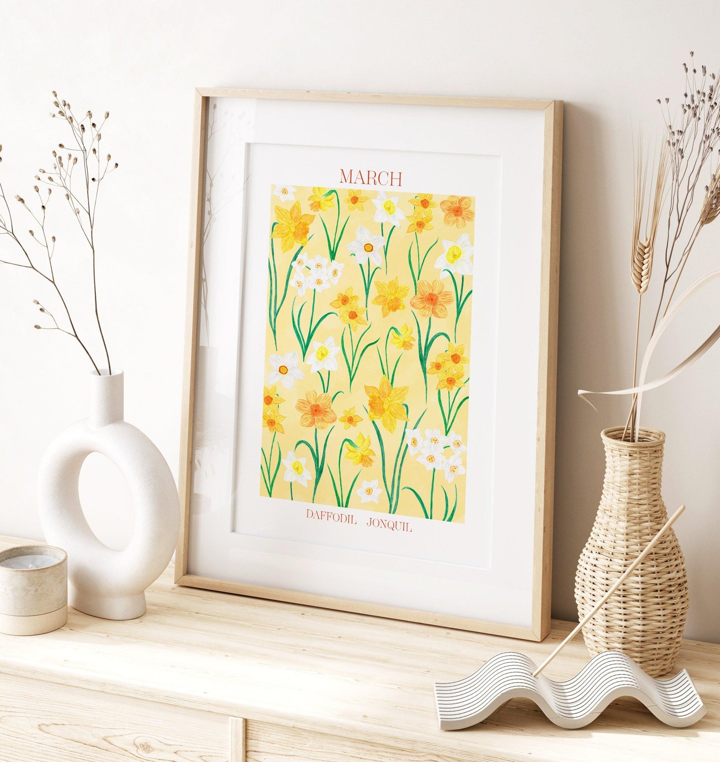 Personalised March birth flowers art print - Sofia Papa Designs