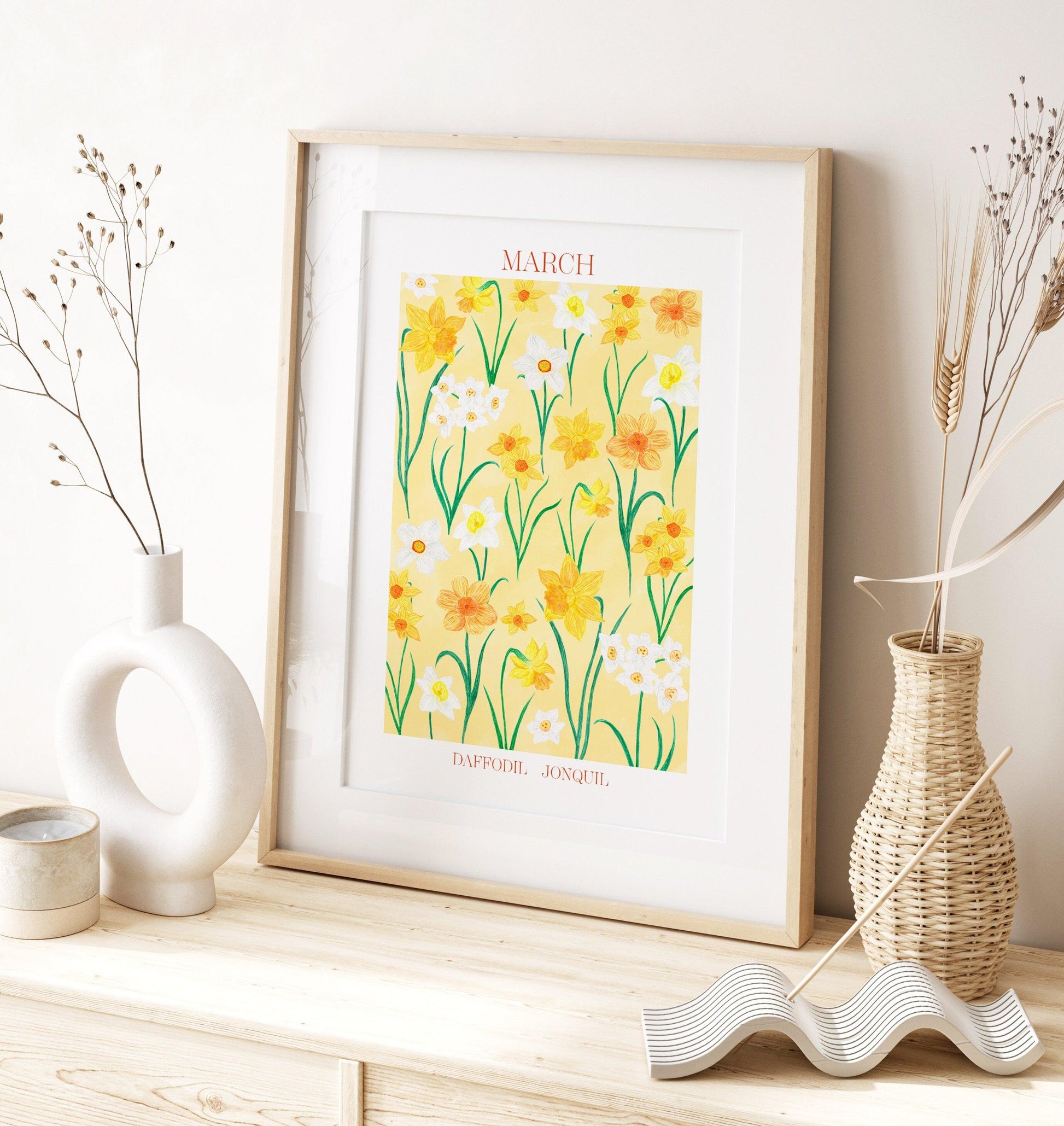 Personalised March birth flowers art print - Sofia Papa Designs