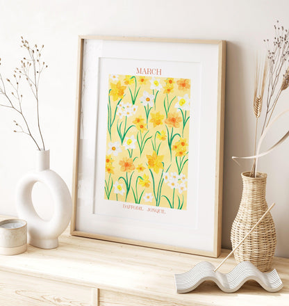 Personalised March birth flowers art print - Sofia Papa Designs