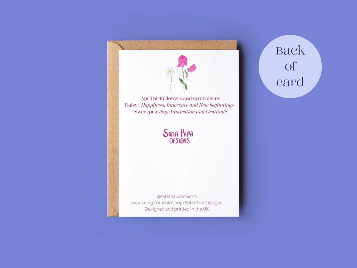 April Note Cards Happy April birthday greeting card – Sofia Papa Designs