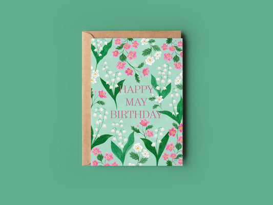 Happy May birthday greeting card - Sofia Papa Designs