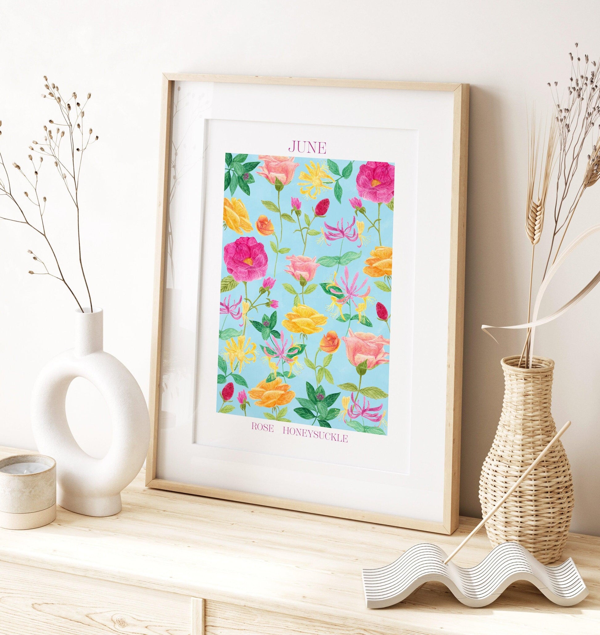 Personalised June birth flowers art print - Sofia Papa Designs