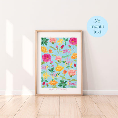 Personalised June birth flowers art print - Sofia Papa Designs