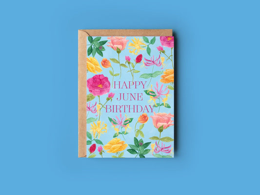 Happy June birthday greeting card - Sofia Papa Designs