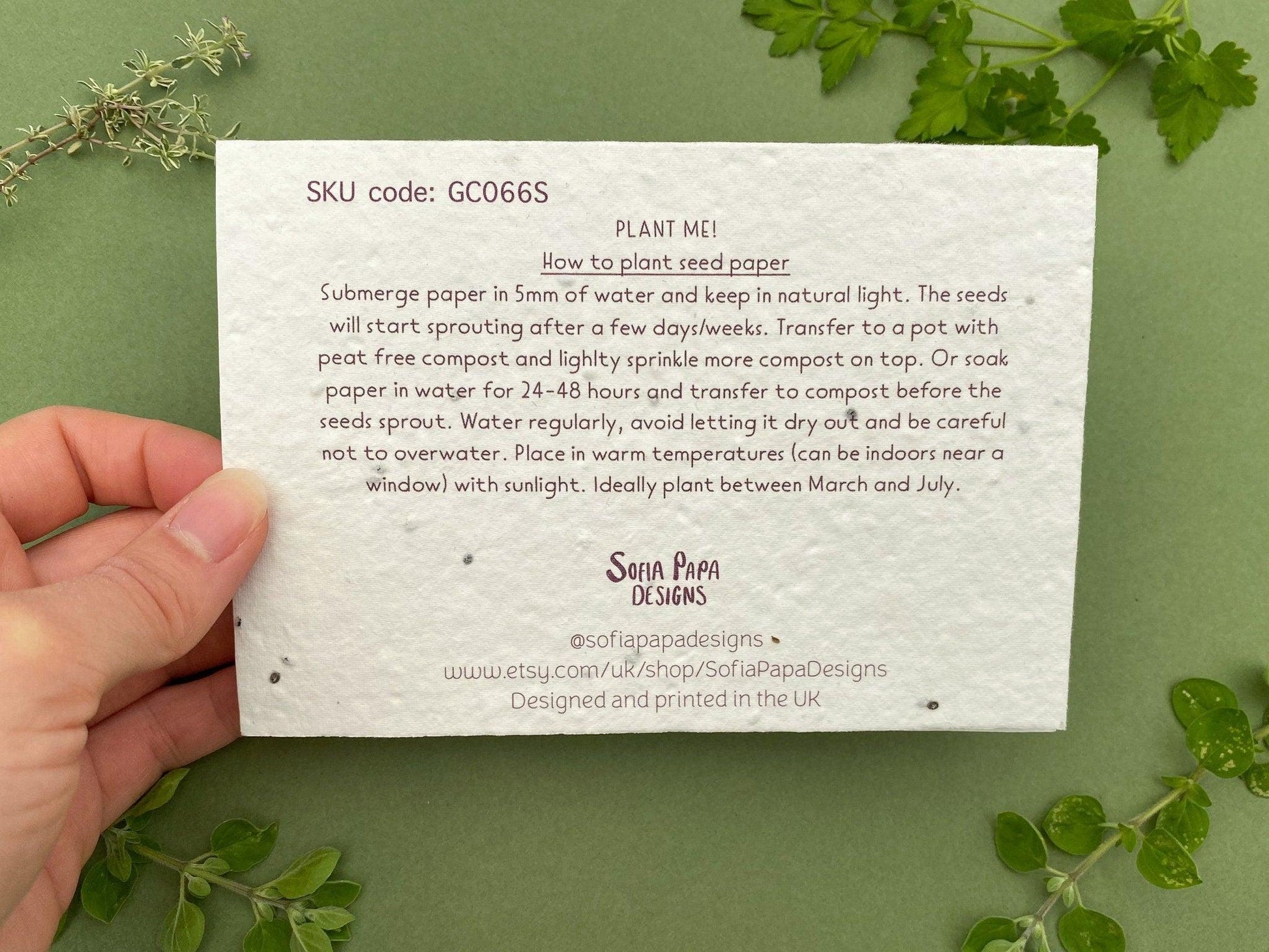 Plantable personalised father's day gardening card - Sofia Papa Designs