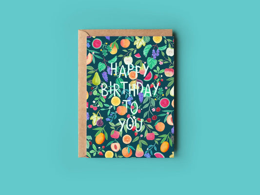 Happy Birthday to You fruity greeting card - Sofia Papa Designs