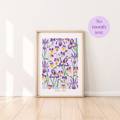 Personalised February birth flowers art print - Sofia Papa Designs