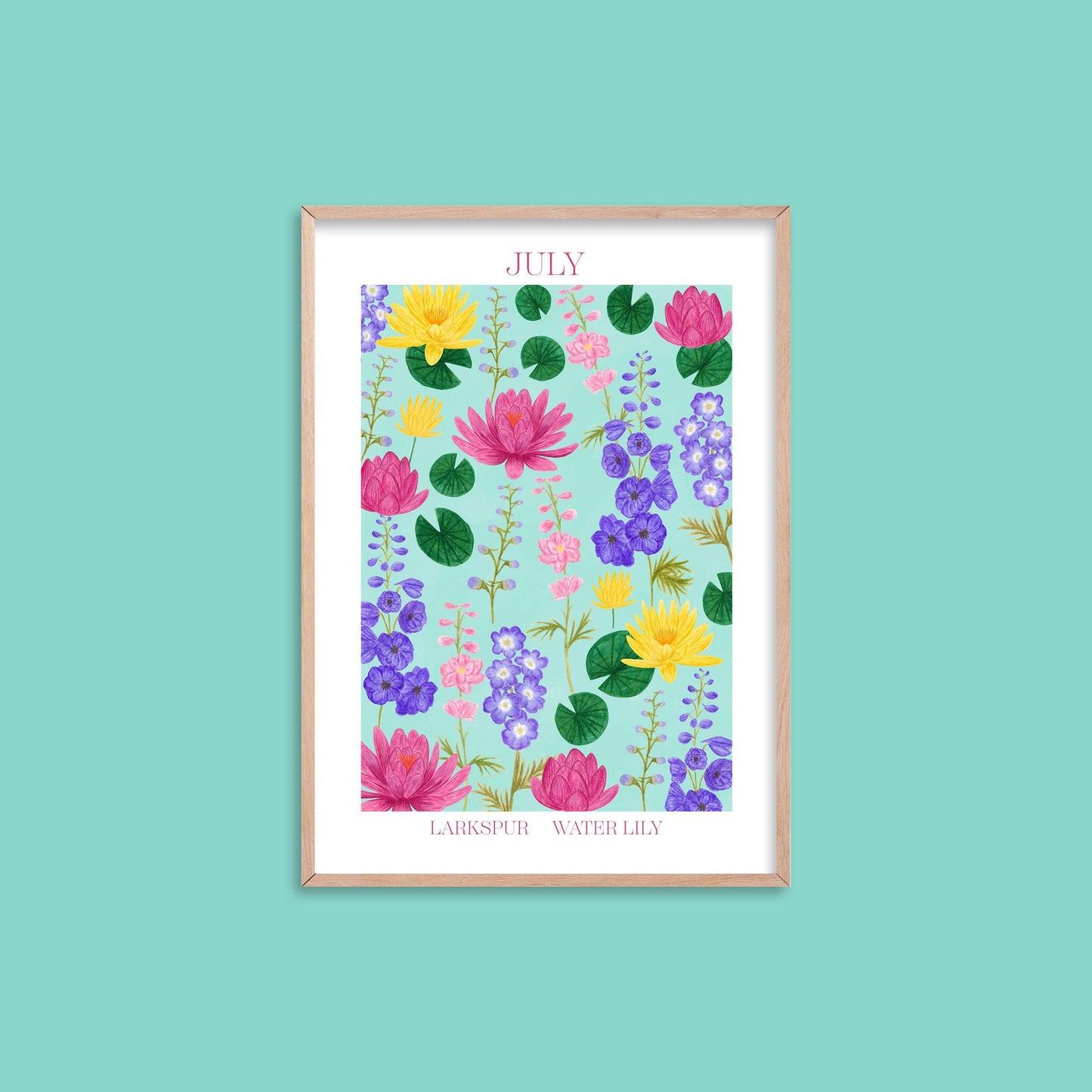 Personalised July birth flowers art print - Sofia Papa Designs