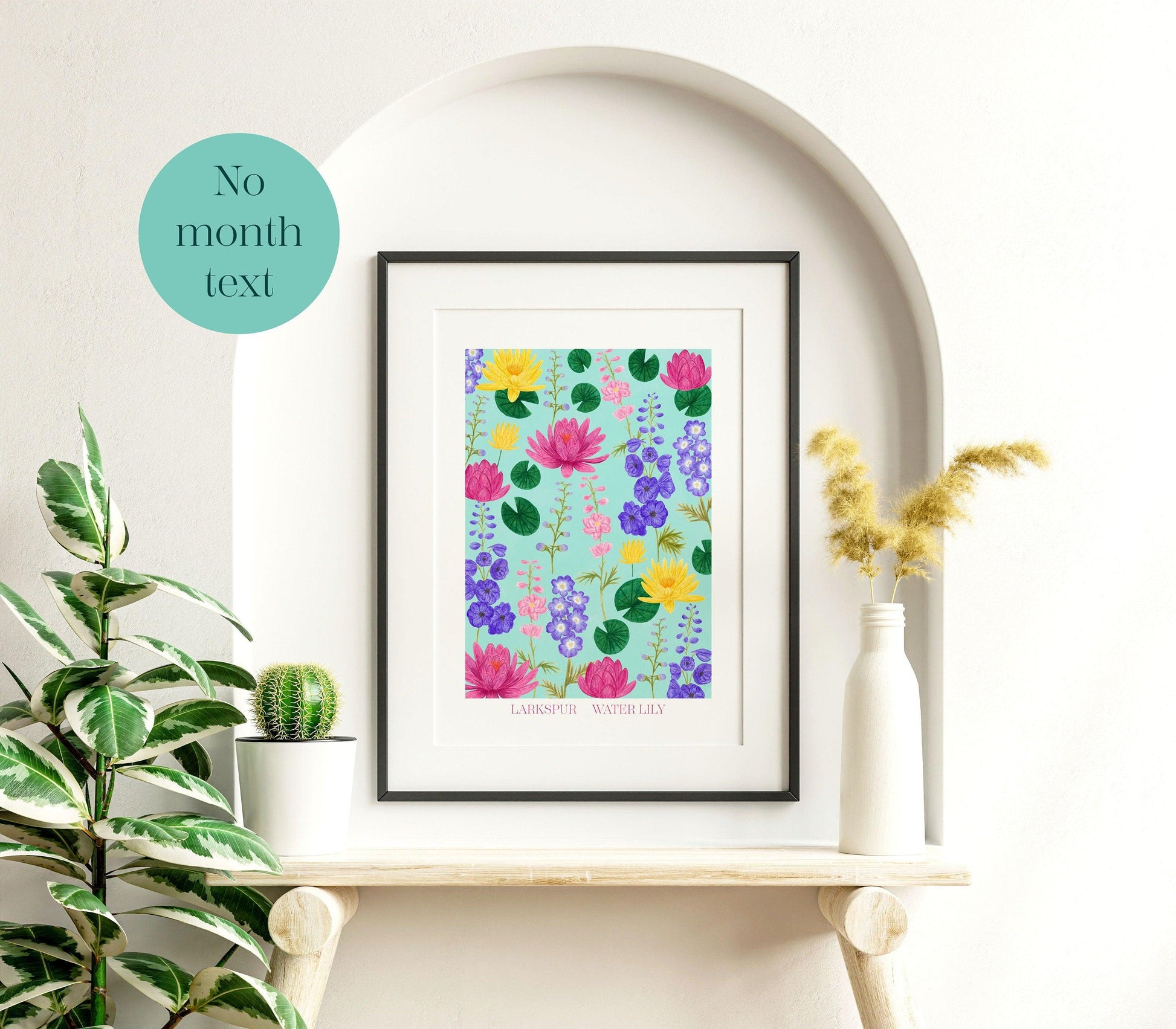 Personalised July birth flowers art print - Sofia Papa Designs