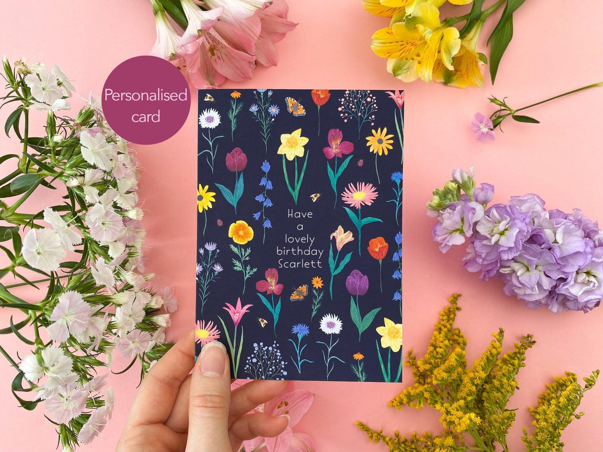 Personalised have a lovely birthday floral card - Sofia Papa Designs