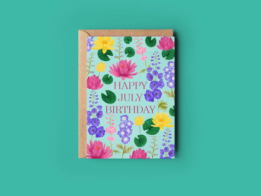 Happy July birthday greeting card - Sofia Papa Designs
