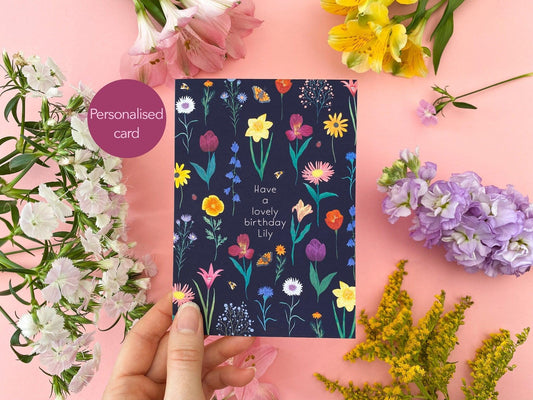 Personalised have a lovely birthday floral card - Sofia Papa Designs