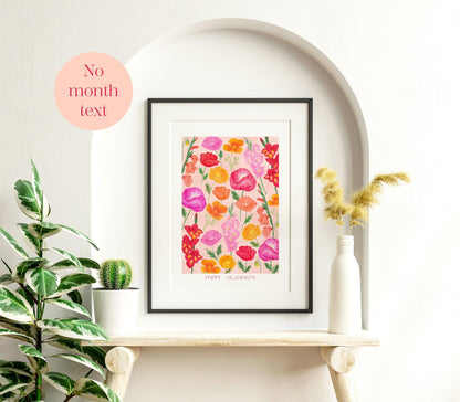 Personalised August birth flowers art print - Sofia Papa Designs
