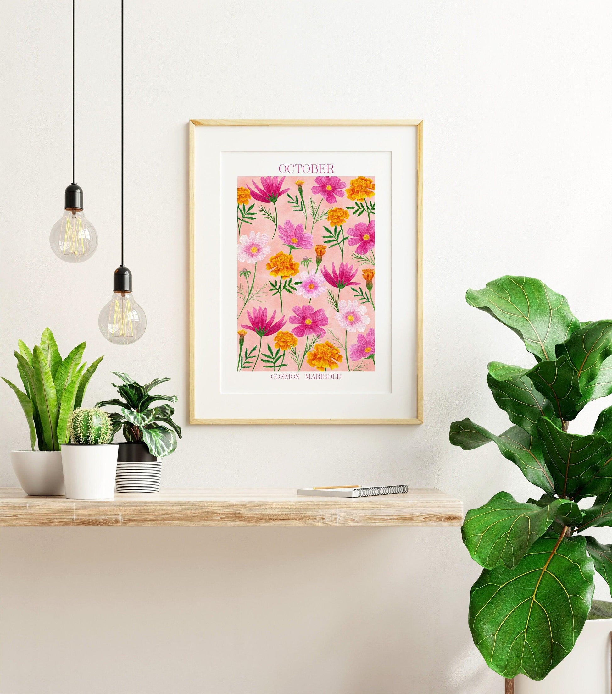 Personalised October birth flowers art print - Sofia Papa Designs