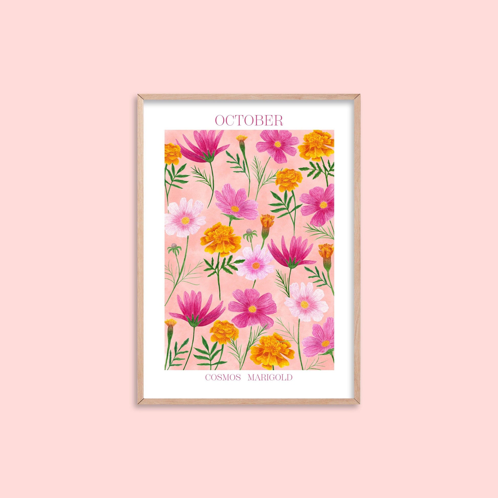 Personalised October birth flowers art print - Sofia Papa Designs
