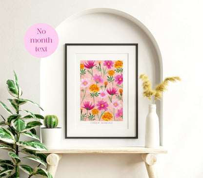 Personalised October birth flowers art print - Sofia Papa Designs