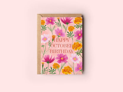 Happy October birthday greeting card - Sofia Papa Designs