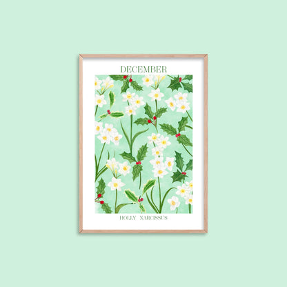 Personalised December birth flowers art print - Sofia Papa Designs